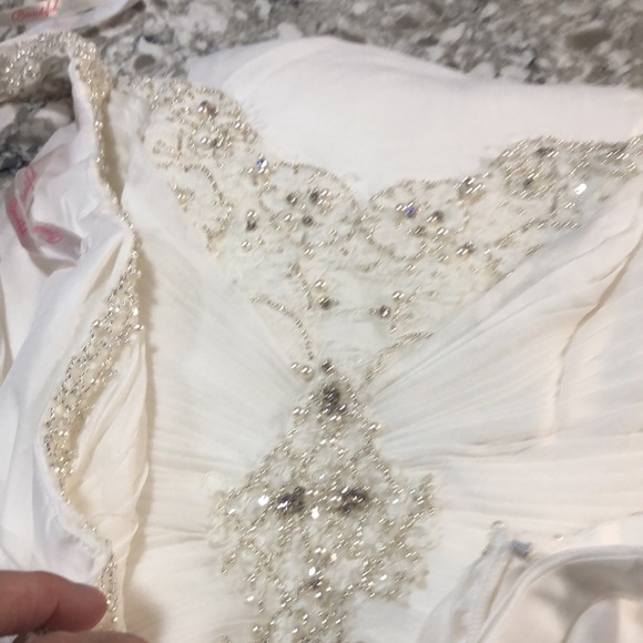 Ivory Enzoani Chiffon Draped Back wedding gown - Picture 13 of 13